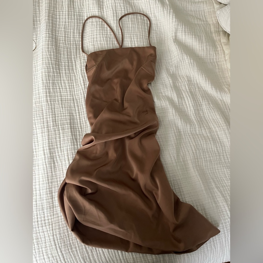 Princess Polly Open Back Satin Dress - Size 6